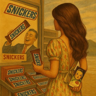   в левой руке сникерс